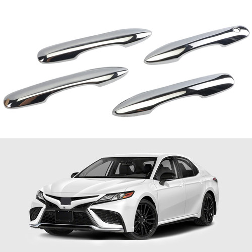 Door Handle Cover Trim Compatible with Toyota Camry 2018-2023 Corolla Avalon 2019-2022 Pruis Hatchback 2016-2019 Car Styling Accessories Exterior Door Handles without Smart Key Holes Chrome ABS