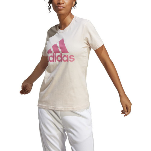 adidas womens Essentials Logo Tee T Shirt, Wonder Quartz/Pulse Magenta, X-Small US
