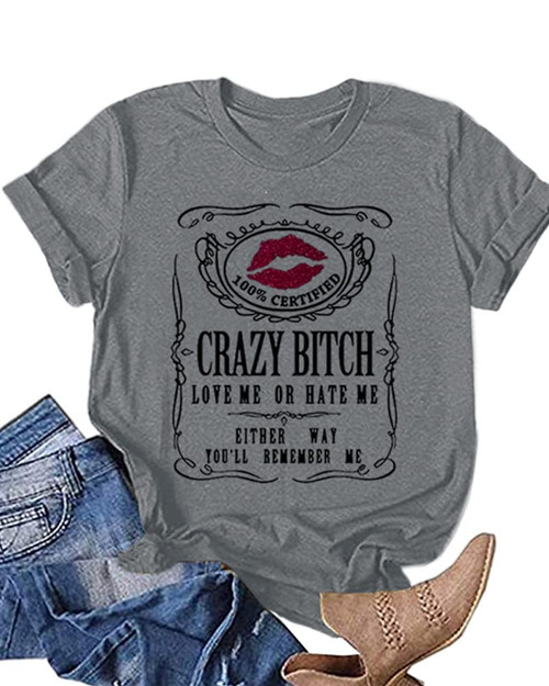 Hdieso Women's Graphic Shirts Summer Letters Print T Shirt Casual Short Sleeve Cute Tees Tops