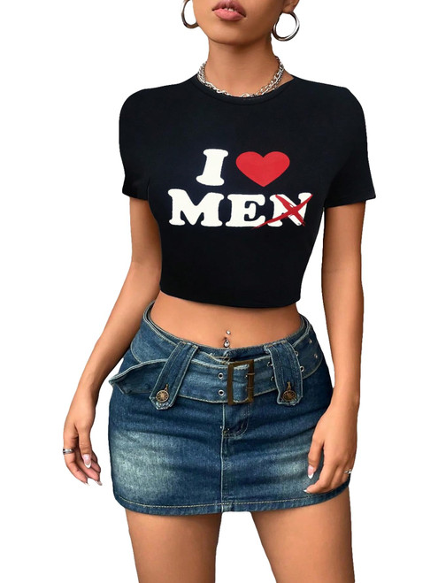 SOLY HUX Women's Graphic Tees Y2k Crop Top Short Sleeve T Shirt Tee Summer Tops Black Heart Letter XL SOLY HUX Women's Graphic Tees Y2k Crop Top Short Sleeve T Shirt Tee Summer Tops Black Heart Letter XL