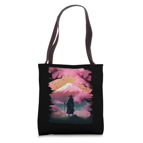 Mount Fuji Cherry Blossoms Samurai Japanese Garden Japan Art Tote Bag