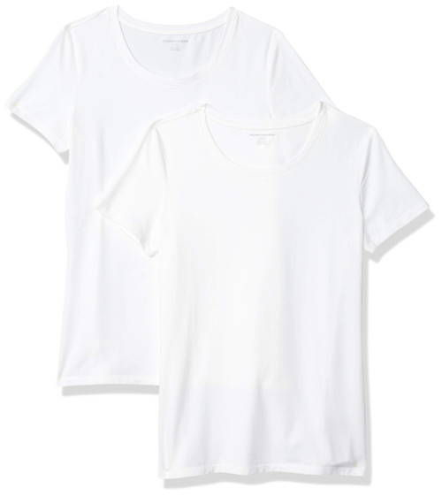 Amazon Essentials Women's Classic-Fit Short-Sleeve Crewneck T-Shirt, Pack of 2, White, X-Large