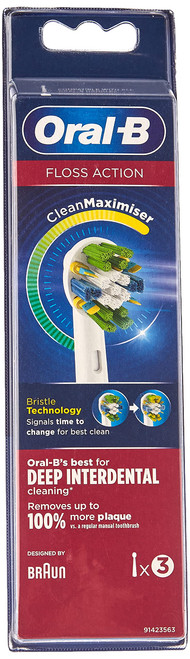 Oral B Floss Action Replacement Brush Heads Refill, 3Count, White