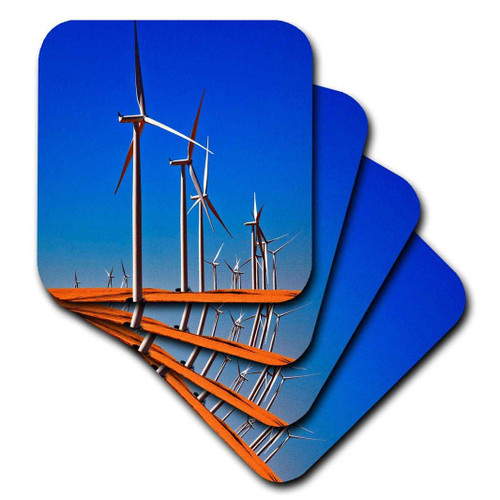 3dRose Wind Turbines Fields Ripe Wheat For Harvest Palouse, Washington, Set Of 4 Soft Coasters