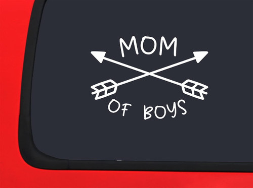 Car Sticker Mom of Boys Crossed Arrows Mother Family Son Love Car Window Decal Sticker White 7 Inch