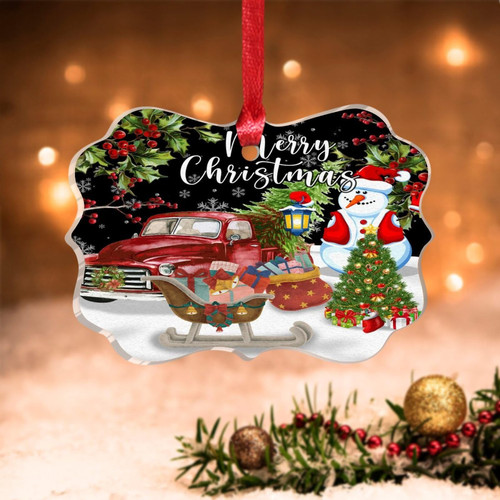 Swavecat Christmas Ornament Winter Red Truck Snowman Christmas Ornaments for Kids Merry Christmas Flower Snowflake Christmas Decorations Gift 3in Christmas Stocking Filling Acrylic Ornament