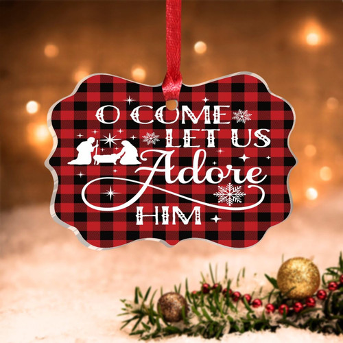 Swavecat O Come Let Us Adore Him Christmas Tree Ornament Holiday Xmas Gift Acrylic Christmas Ornament Red Buffalo Plaid Nativity Scene Bible Christmas Decorations Gift for Home Swavecat O Come Let Us Adore Him Christmas Tree Ornament Holiday Xmas Gift Acrylic Christmas Ornament Red Buffalo Plaid Nativity Scene Bible Christmas Decorations Gift for Home