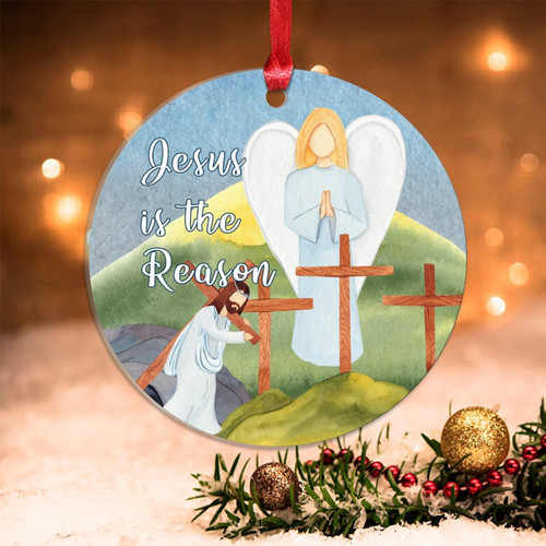 Swavecat Christmas Ornament Merry Christmas Christian Gift Acrylic Ornaments for Xmas Decorations Jesus is The Reason Nativity Scene Christmas Ornaments for Tree New Year Gift Christmas Keepsake