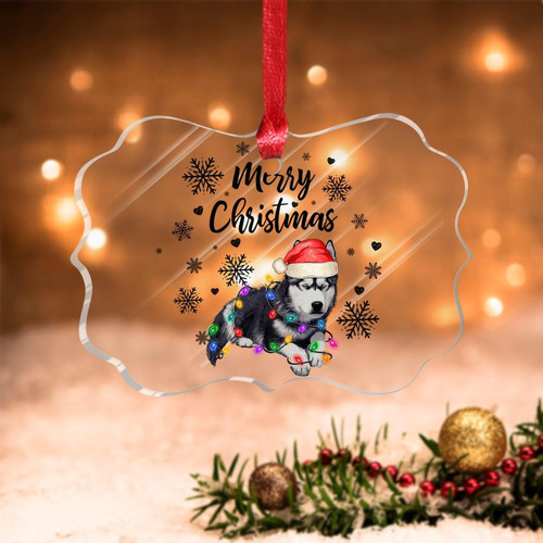 Swavecat Christmas Ornaments for Kids Merry Christmas Santa Hat Dog Christmas Decorations for Tree Snowflake Christmas Dog Acrylic Ornament Xmas Keepsake for Xmas Tree Decor