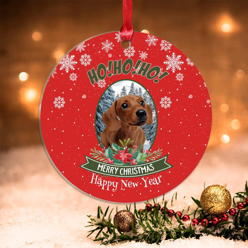 Swavecat Wreath Dog in Snow Red Christmas Tree Hanging Ornaments Holiday Xmas Gift Acrylic Ornaments for Xmas Decorations Merry Christmas Ho Ho Ho Christmas Hanging Decor Housewarming Gift