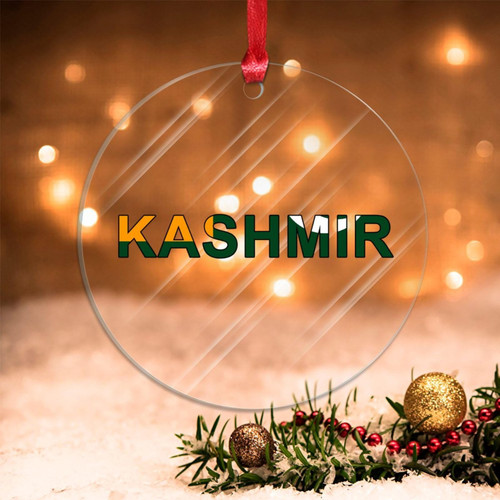 Swavecat Christmas Ornament Kashmir Flag Christmas Decor Acrylic Ornaments Kashmir Flag Text Word Ornaments City Souvenir Gift Christmas Ornament for Kids New Year Gift Xmas Tree