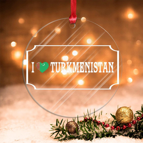 Swavecat Turkmenistan Christmas Ornament - National Flag Ornament National Symbolic Christmas Ornaments Turkmenistan I Love Holiday Present Acrylic Xmas Tree Ornament Winter Decor