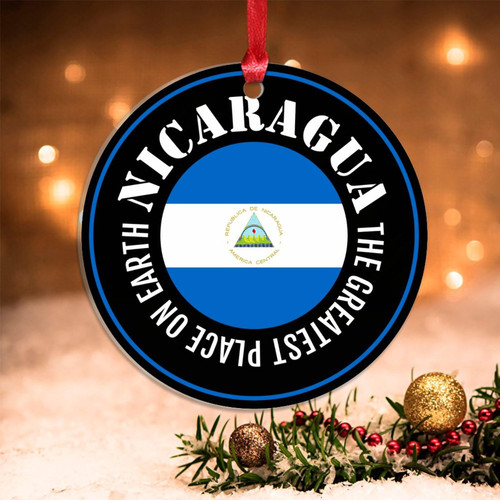 Swavecat Flag Ornament - Nicaragua The Greatest Place on Earth Christmas Ornaments Patriotic National Symbolic Christmas Acrylic Ornament Xmas Decor Nicaragua Gift Flag Christmas Decorations