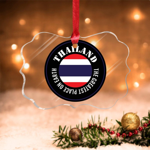 Swavecat Thailand Christmas Ornament - National Flag Ornament Gift World Traveler Xmas Tree Ornaments Thailand The Greatest Place on Earth Acrylic Ornament Holidays Decoration