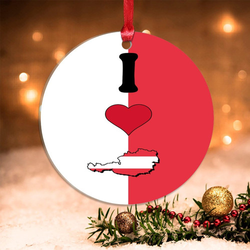 Swavecat Austria National Flag Ornaments for Christmas Tree I Love Acrylic Ornaments for Xmas Decorations World Traveler Gift Christmas Decorations for Tree Winter Seasonal Decor