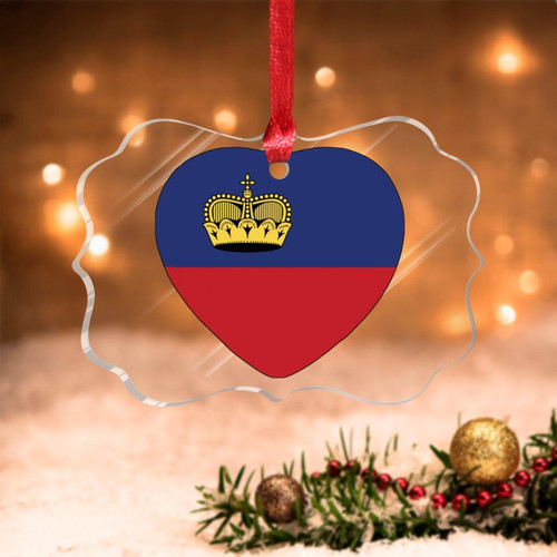 Swavecat Liechtenstein Christmas Ornament - National Flag Ornament National Flag Xmas Tree Ornaments Liechtenstein Heart Shape Love Acrylic Xmas Ornaments Winter Seasonal Decor