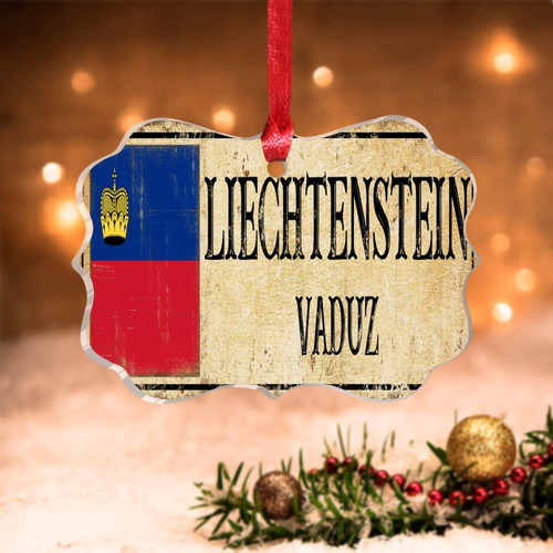 Swavecat Flag Ornament - Vaduz Christmas Tree Hanging Ornaments City Souvenir Acrylic Ornament Holidays Decoration Liechtenstein Gift Flag Xmas Tree Decorations to Friend Family