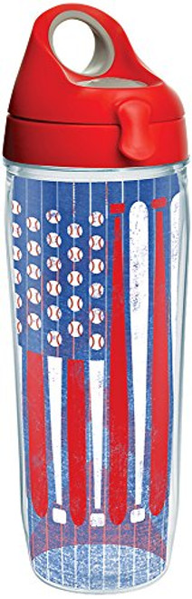 Tervis 1285932 Baseball Flag Tumbler with Wrap and Red with Gray Lid 24oz Water Bottle, Clear Tervis 1285932 Baseball Flag Tumbler with Wrap and Red with Gray Lid 24oz Water Bottle, Clear