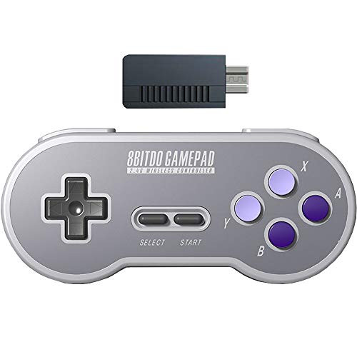 8Bitdo SN30 2.4G Wireless Gamepad Controller with Retro Wireless Receiver Adapter for SNES and SFC Classic Edition