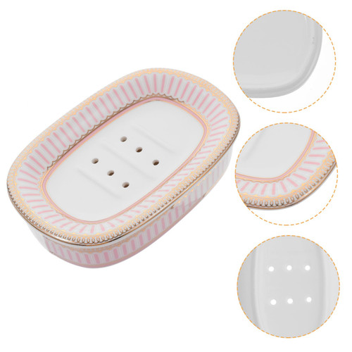 Healeved Ceramic Printed soap Dish Sink Sponge Holder Shower soap Dish soap Container Dish soap Tray Plastic Serving Tray Adorable Soap Holder Ceramics Small soap Dish Printing