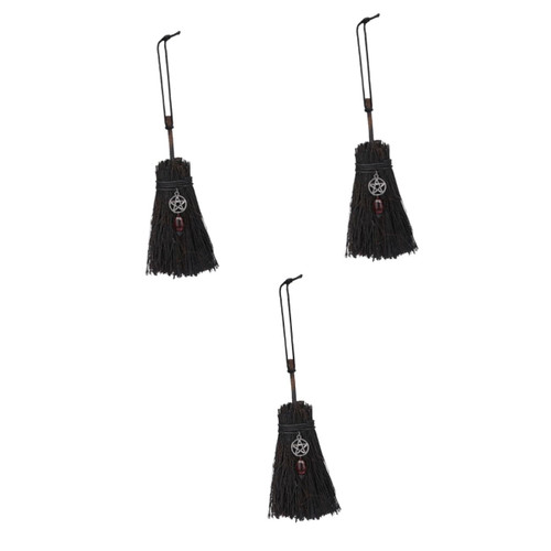 BESTOYARD 3 pcs Mini Broom Witch Decor Broom Props Witch Broom Haunted Housewall Hanging Ornament Witches Broom Haunted House Broom Ornament Party Props Child Halloween Wooden The Witch