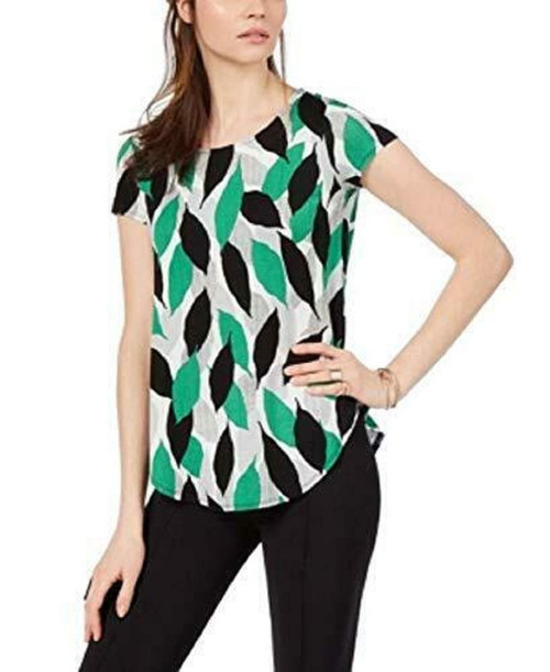 Alfani Womens Printed Basic T-Shirt, Black, Small