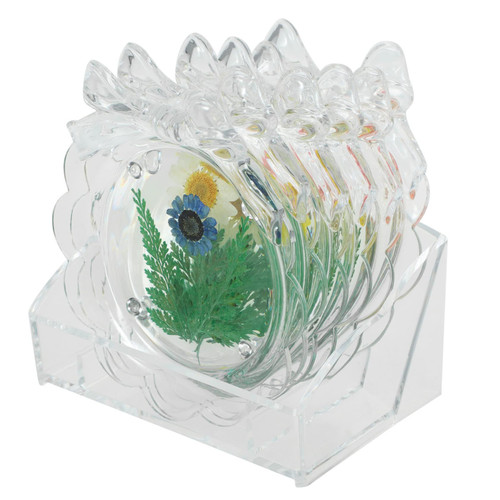 FUNOMOCYA 1 Set Preserved Flower Coaster Acrylic Drink Coasters Mugs Cups Coaster Table Coaster Coffee Coaster Novelty Coaster Water Coasters Coffee Cup Coaster Cup Pads Insulation pad Desk