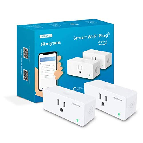 Amysen Wifi Smart Plug?2-Pack?, Smart Outlet Mini Socket No Hub Required, Control Your Devices from Anywhere Compatible with Alexa and Google Assistant