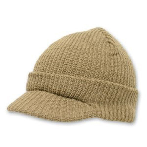 Decky Knit Jeep Watch Cap Visor Beanie (One Size, Khaki Tan)