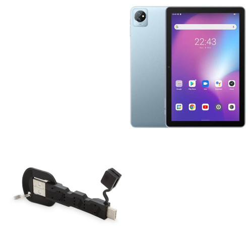 BoxWave Cable Compatible with Blackview Tab 7 - USB Type-C Keychain Charger, Key Ring 3.1 Type C USB Cable - Jet Black