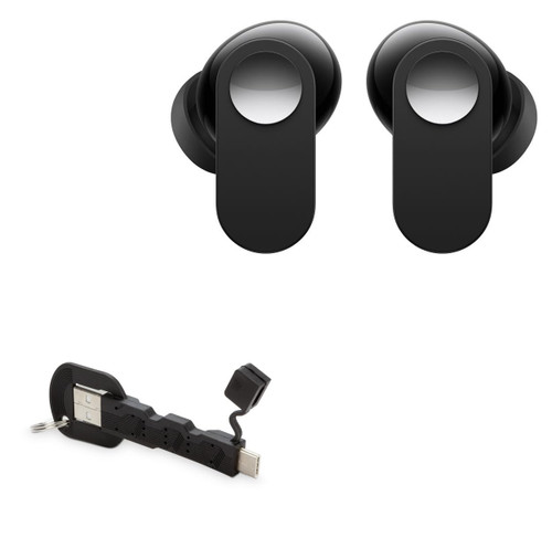 BoxWave Cable Compatible with OnePlus Nord Buds - USB Type-C Keychain Charger, Key Ring 3.1 Type C USB Cable - Jet Black