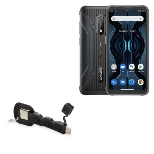 BoxWave Cable Compatible with Blackview BV5200 Pro - USB Type-C Keychain Charger, Key Ring 3.1 Type C USB Cable - Jet Black