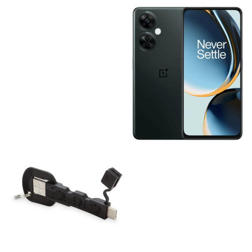 BoxWave Cable Compatible with OnePlus Nord N30 5G - USB Type-C Keychain Charger, Key Ring 3.1 Type C USB Cable - Jet Black