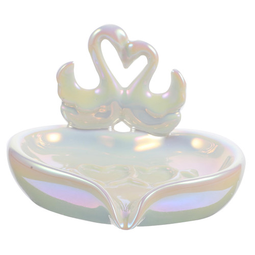 Zerodeko Bathtub Tray Sink Tray Soap Container Self Draining Soap Holder for Bath Ceramic Soap Holder Soap Stand Bathroom Soap Tray Kitchen Soap Tray Lovers White Ceramics Cute Drain Tray