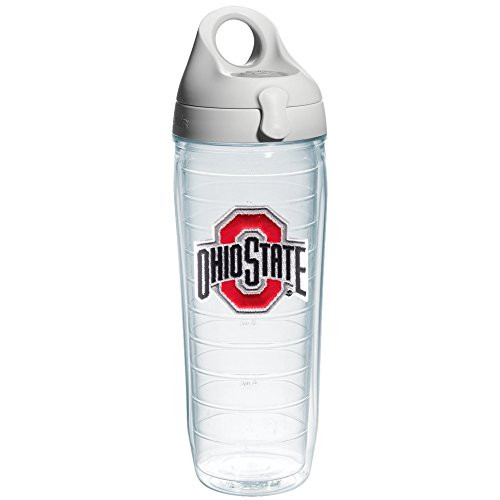 Tervis 1074974 Ohio State University Emblem Individual Water Bottle with Gray Lid, 24 oz, Clear