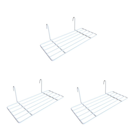 STOBAZA 3pcs Picture Ledge Wire Storage Basket Rack Wire Shelves Wall Mounted Straight Shelf Bracket Hanging Wall Shelf Wall Mount Shelves Wall Hanging Shelves Photo Wall White Steel Wire