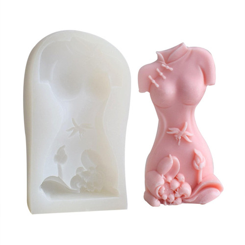 Chinese Style Lady Cheongsam Candle Mold Lady Chocolate Making Silicone Mould for Scented Soap Home Decorations DIY Chinese Style Lady Cheongsam Candle Mold Lady Chocolate Making Silicone Mould for Scented Soap Home Decorations DIY