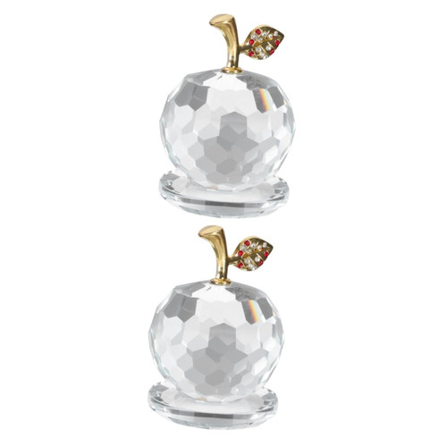 NOLITOY 2 Pcs Crystal Apple Ornament Glass Figurine Fruit Figurines Home Decor Glass Paperweight Crystal Table Sculpture Crystal Glass Art Stained Glass White Crystal K9 Display Delicate