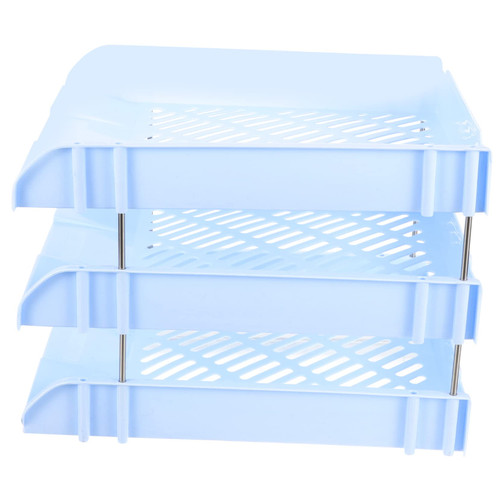 Ciieeo Letter Tray Organizer Office Desk Accessories File Rack Metal Blue File Tray Horizontal Stackable Paper Tray File Organizer Stackable Letter Tray