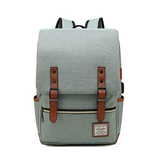 LENOHO Laptop Backpack for Women Men, Vintage Slim College School Backpack with USB Charging Port,Casual Backpack Fits Fits 15.6 Inch Laptop and Notebook (Green) LENOHO Laptop Backpack for Women Men, Vintage Slim College School Backpack with USB Charging Port,Casual Backpack Fits Fits 15.6 Inch Laptop and Notebook (Green)