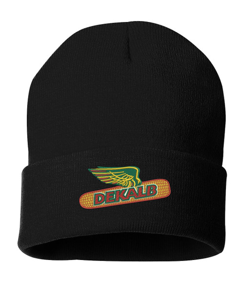 ALLNTRENDS Dekalb Corn Beanie Hat Warm Illinois Winter Cap (Black)