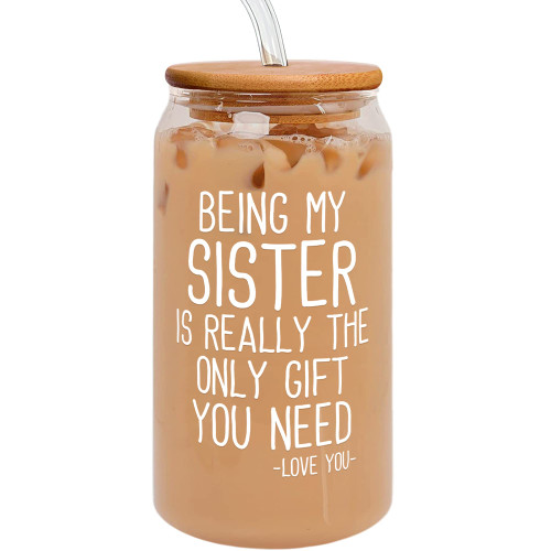 Sister Gifts from Sister, Brother - Christmas Gifts for Sister - Birthday Gifts for Sister, Sister Birthday Gifts from Sister - Funny Gifts for Sister - Gifts for Big Sister, Bestie Gifts - Can Glass Sister Gifts from Sister, Brother - Christmas Gifts for Sister - Birthday Gifts for Sister, Sister Birthday Gifts from Sister - Funny Gifts for Sister - Gifts for Big Sister, Bestie Gifts - Can Glass