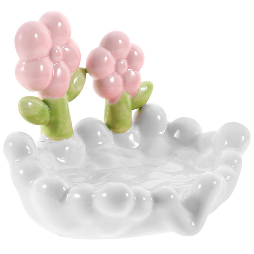 FONDOTIN soap Holder Lovely Soap Tray Soap Dish for Shower Soap Draining Holder Soap Draining Container Soap Case Flower Soap Dish Soap Ceramic Dish Ceramic Plate Ceramics Portable White