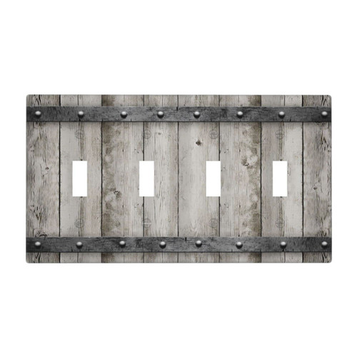 Rustic Gray Wood Print Quad Toggle Light Switch Cover Decorative Farmhouse Barn Door 4 Gang Wall Plate Country Grey Wallplate Faceplates for Electrical Outlets Bathroom Bedroom Kitchen Rustic Gray Wood Print Quad Toggle Light Switch Cover Decorative Farmhouse Barn Door 4 Gang Wall Plate Country Grey Wallplate Faceplates for Electrical Outlets Bathroom Bedroom Kitchen