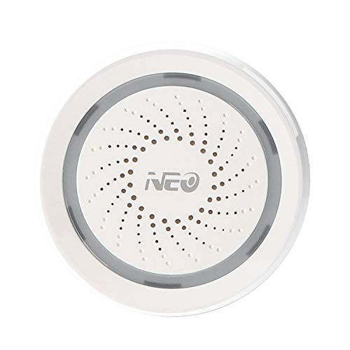 NEO Smart Wi-Fi Siren Alarm Battery-Powered & USB Charged App Notification Alerts, No Expensive Hub Required, Work with Alexa, Google Assistant, IFTTT