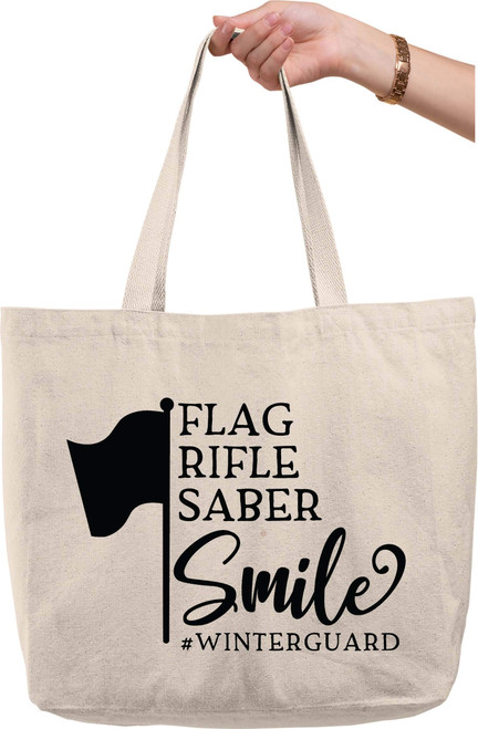 Flag rifle saber smile hashtag winter guard caps cursive sport Natural Canvas Tote Bag funny gift