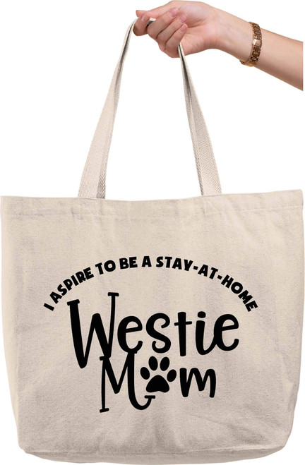 I aspire to be a stay at home westie mom dogs funny paw print Natural Canvas Tote Bag funny gift