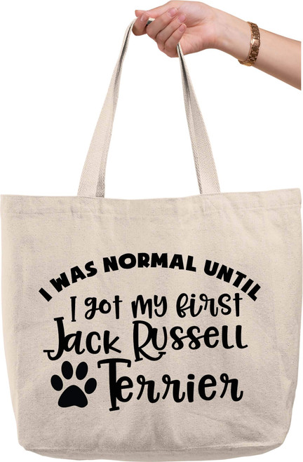 I was normal until I got my first jack russell terrier dogs funny Natural Canvas Tote Bag funny gift