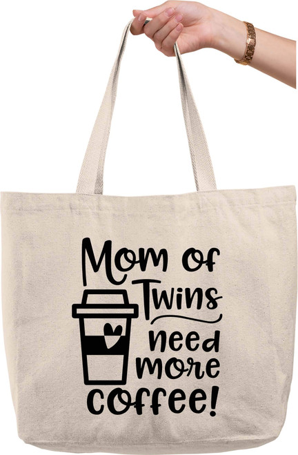 Mom of twins need more coffee! Family parent love tired Natural Canvas Tote Bag funny gift Mom of twins need more coffee! Family parent love tired Natural Canvas Tote Bag funny gift