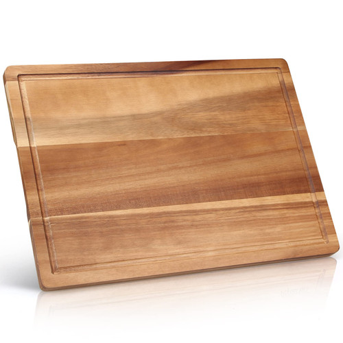Acacia Wood Cutting Boards for Kitchen Rectangle Large Charcuterie Boards Best Wooden Chopping Board Butcher Block Serving Cheese Borad Meat Cutting Carving Board Charcuterie Platter Tray for Food